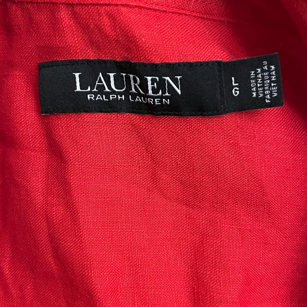 Lauren Ralph Lauren women’s short sleeve linen shirt. Size L. Red - Picture 5 of 9
